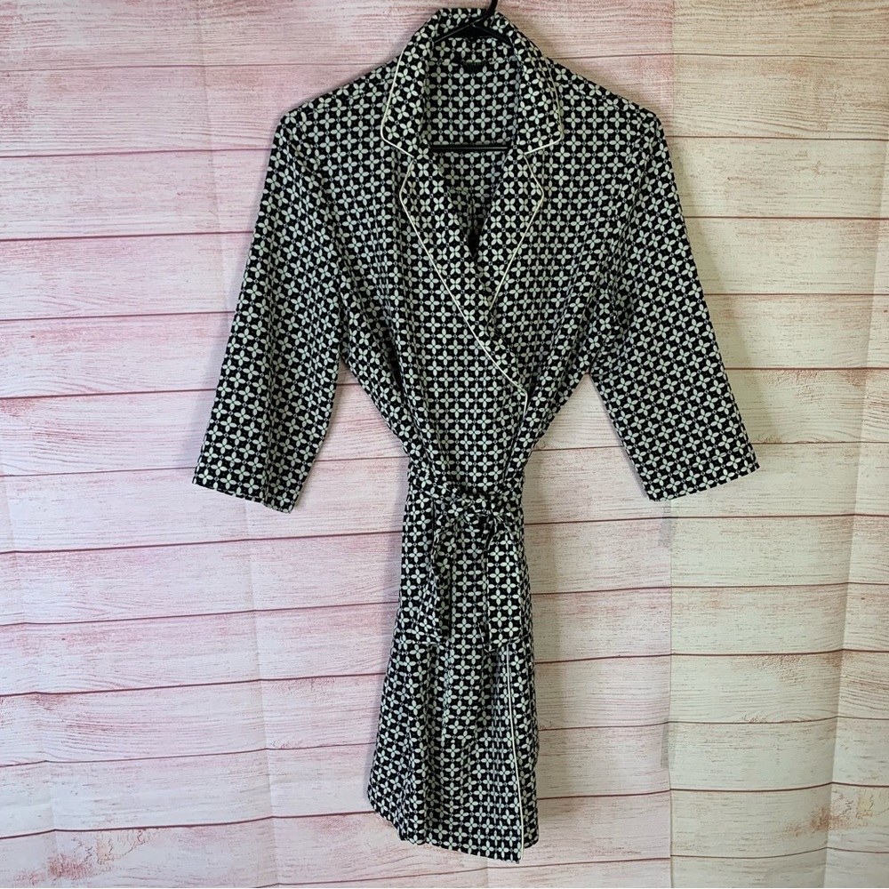 Topshop Navy Blue Floral Print Wrap Belted Dress Size 8